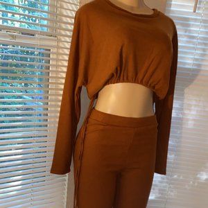 Mocha Crop Long Sleeve Set